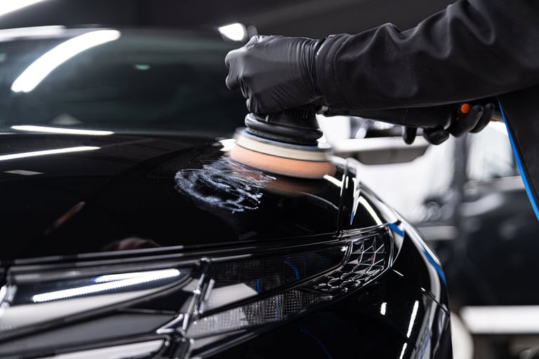 Professional paint correction polishing luxury sports car