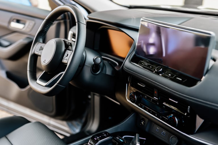 Car steering wheel piano black