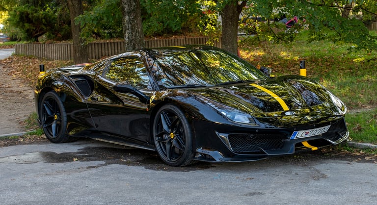 Black Ferrari luxury sports car