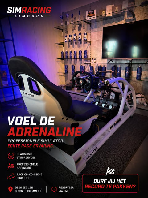 Professional racing simulator setup with Fanatec seat and controls